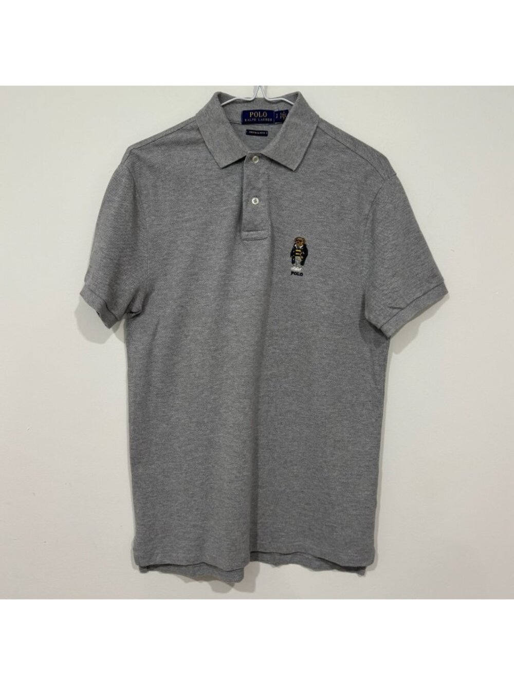 Polo Ralph Lauren Mens Polo Bear Pique Cotton Polo Shirt Size S Custom Fit Slim